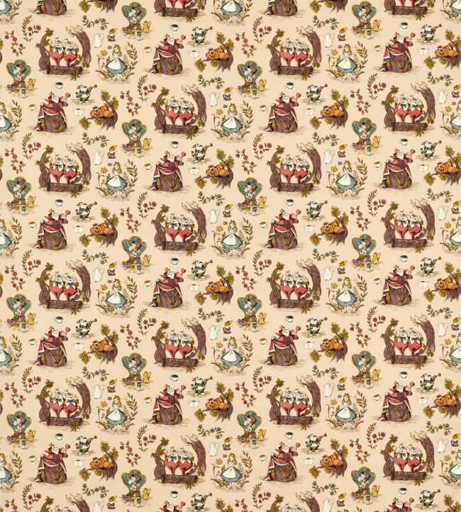 Alice in Wonderland Fabric by Sanderson Caramel