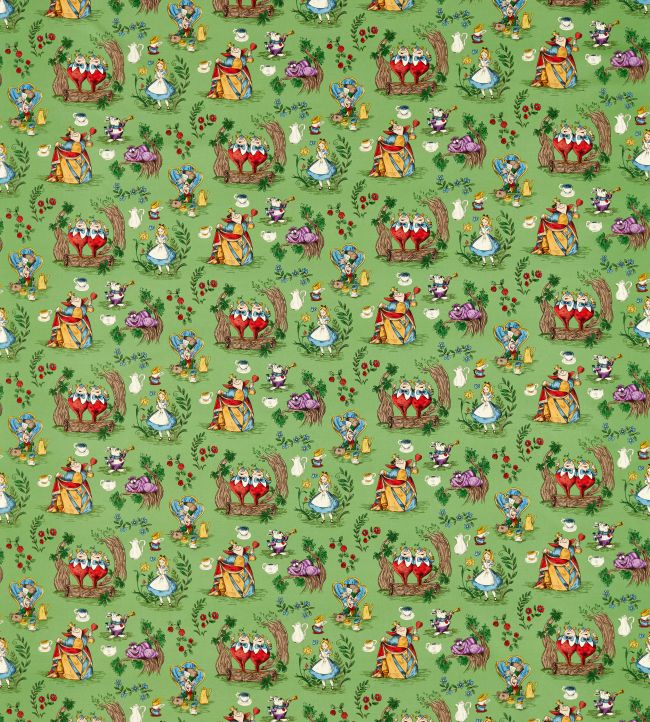 Alice in Wonderland Fabric by Sanderson Gumball Green