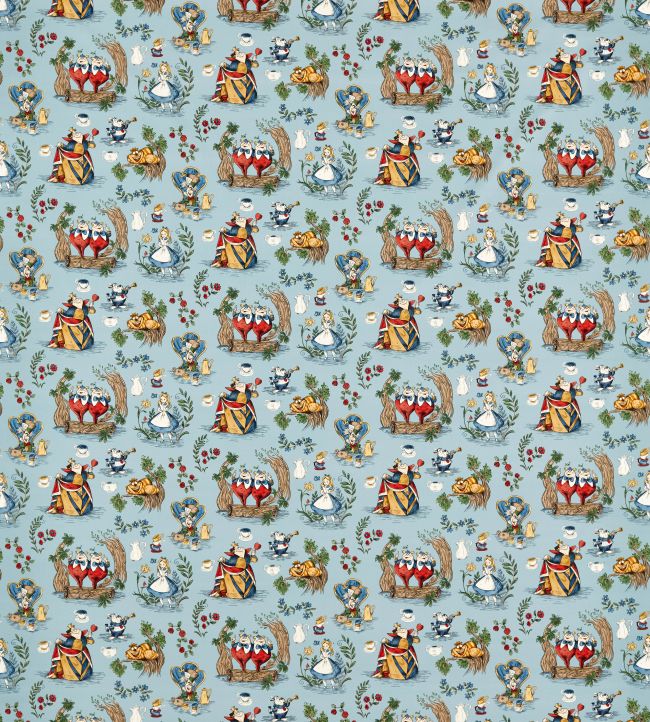 Alice in Wonderland Fabric by Sanderson Puddle Blue