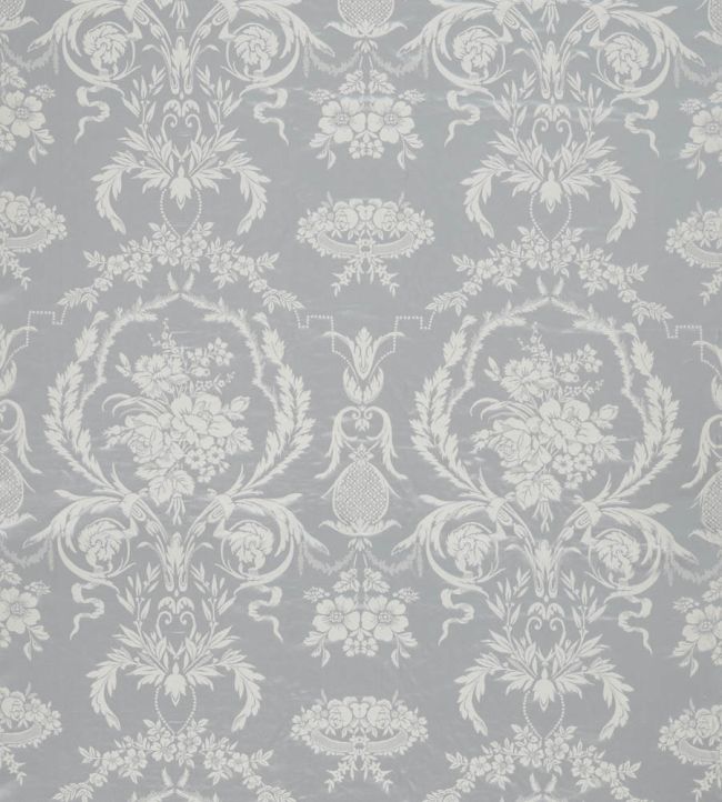 Arabesque Silk Fabric by Zoffany Quartz Grey