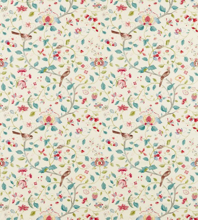 Aril's Garden Fabric by Sanderson Blue Clay/Pink