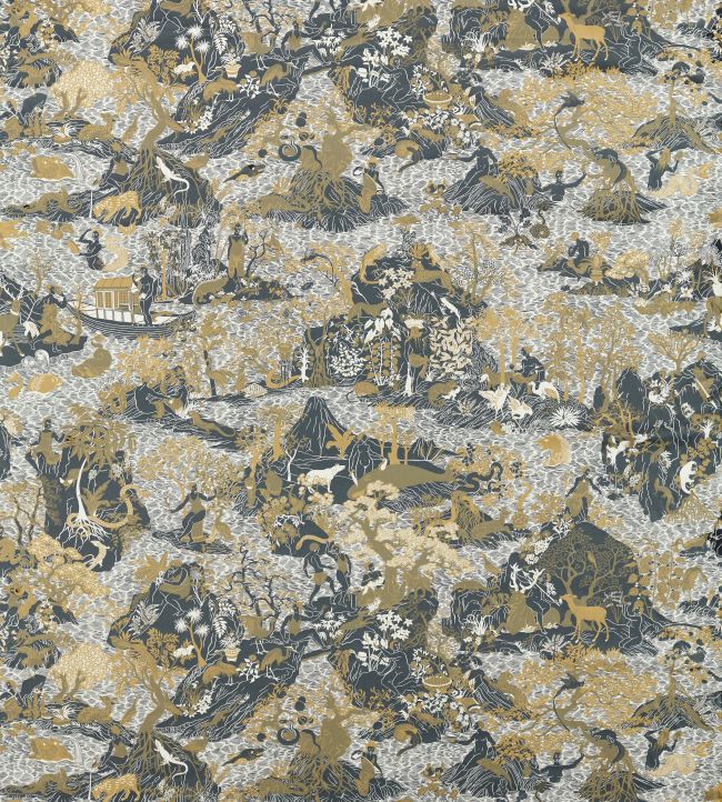 Avalonis Fabric by Zoffany Black Gold