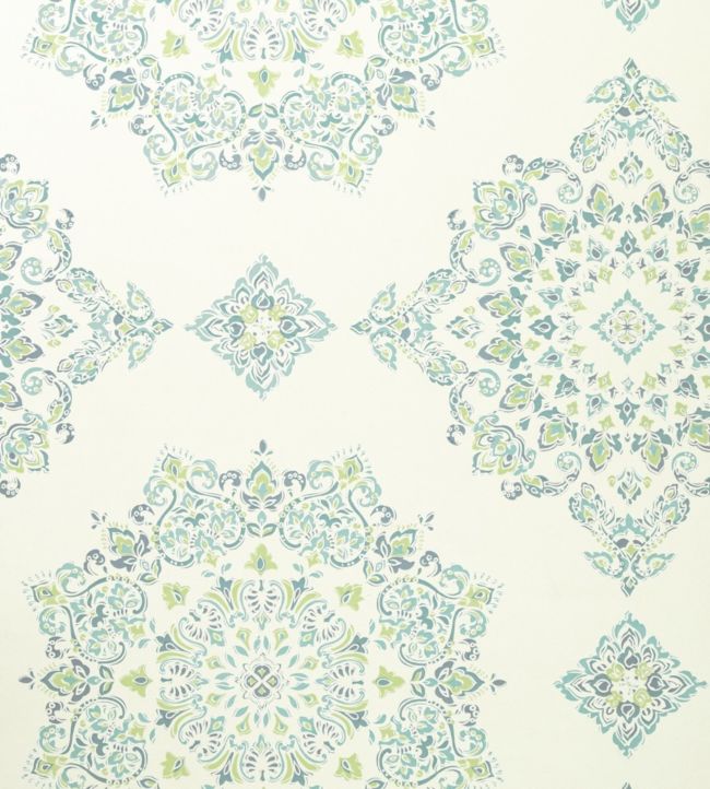 Parvani Wallpaper by Baker Lifestyle Teal/Lime
