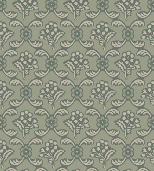 Barace Wallpaper by Farrow & Ball Green Smoke / Lichen