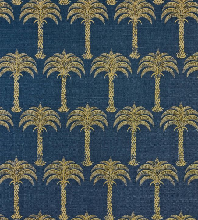 Marrakech Palm Fabric by Barneby Gates Midnight Blue