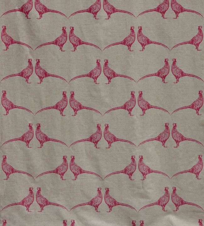 Pheasant Fabric by Barneby Gates Pink on Natural