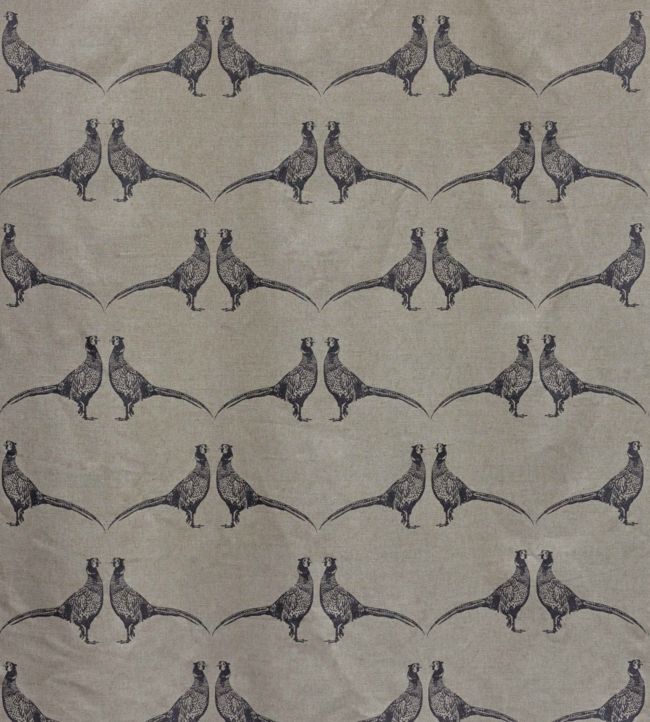 Pheasant Fabric by Barneby Gates Charcoal on Natural