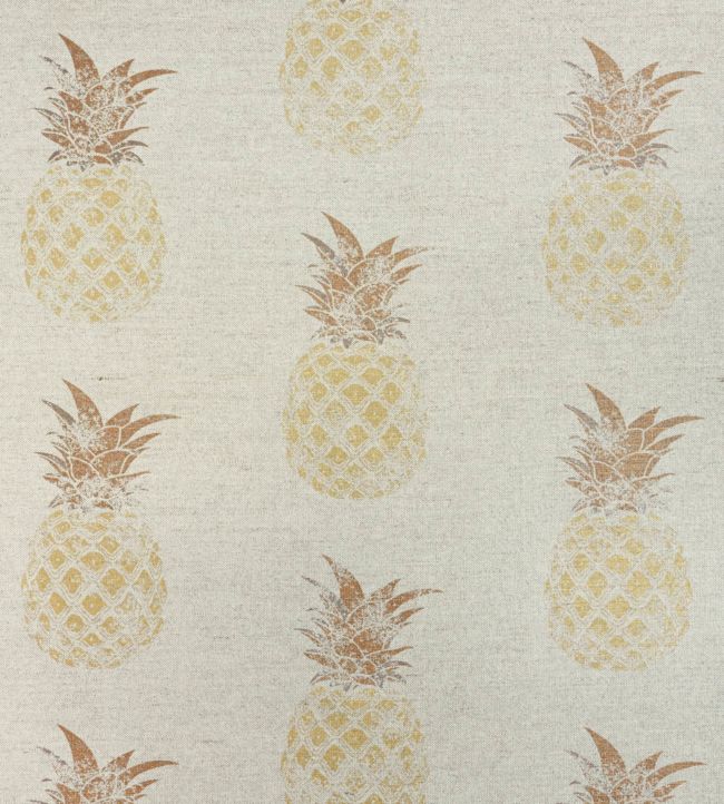 Pineapples Fabric by Barneby Gates Gold On Natural