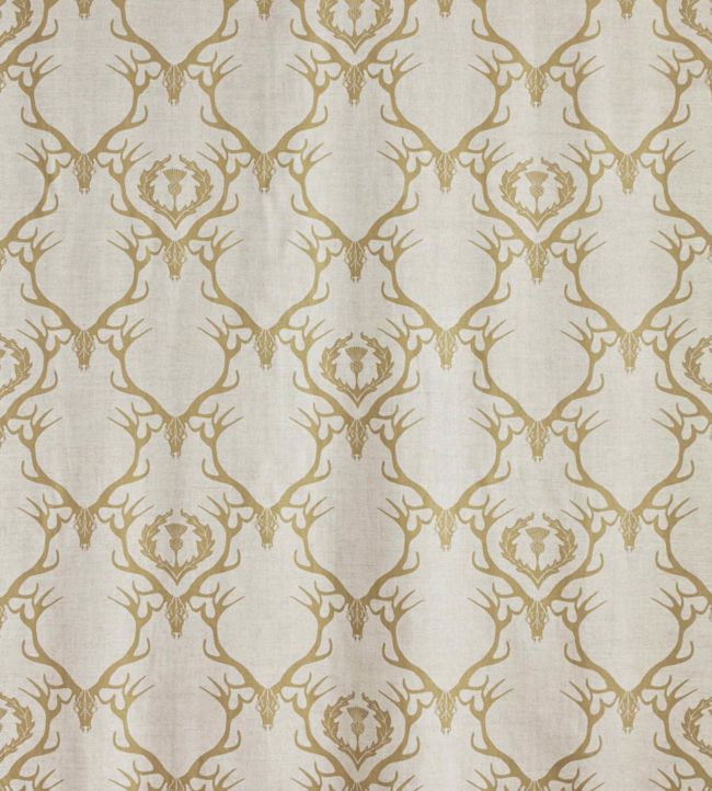 Deer Damask Fabric by Barneby Gates Gold