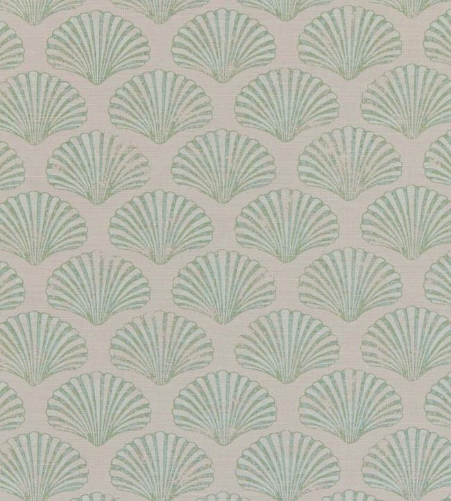 Scallop Shell Fabric by Barneby Gates Plaster/Green