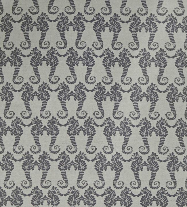 Seahorse Fabric by Barneby Gates Charcoal on Natural