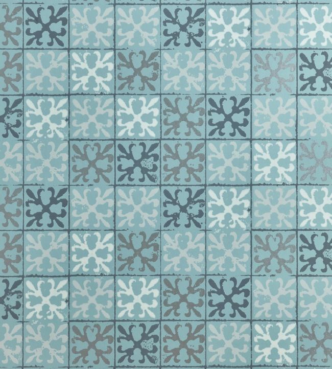 Fleur De Lys Tile Wallpaper by Barneby Gates Canteen Blue