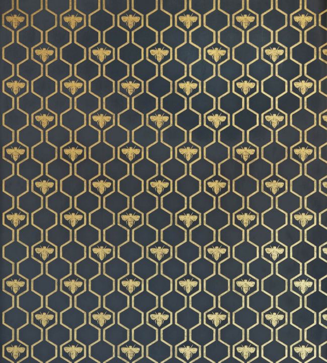 Honey Bees Wallpaper by Barneby Gates Gold on Charcoal