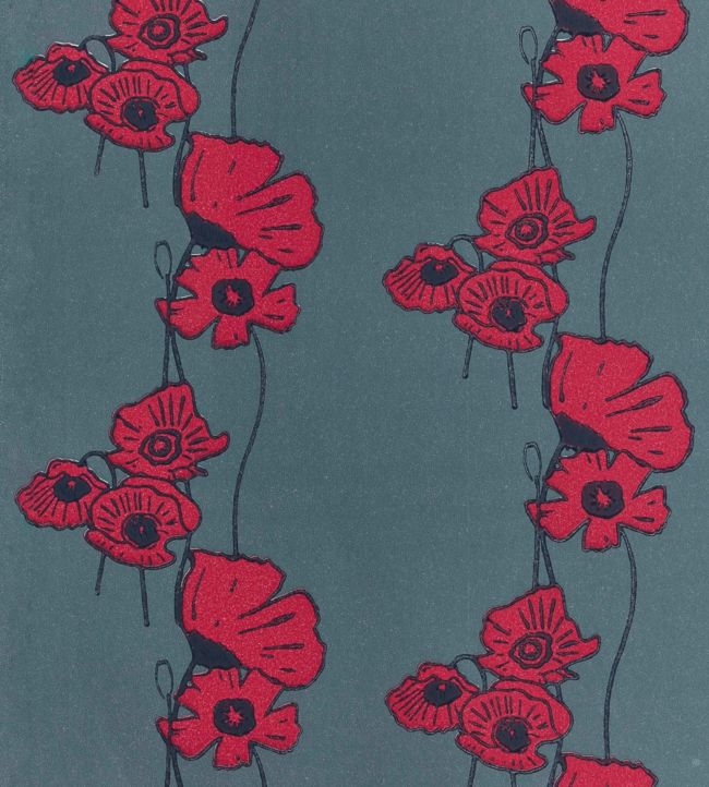 Poppy Fields Wallpaper by Barneby Gates Red/Gunmetal