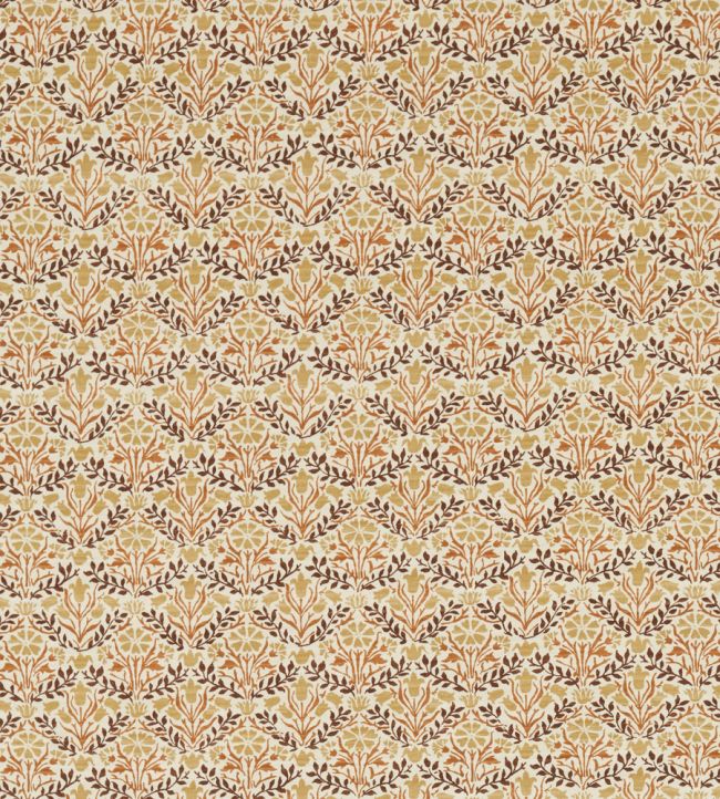 Bellflowers Fabric by Morris & Co Chocolate/Tan