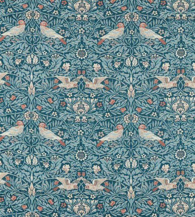 Bird Tapestry Fabric in Webbs Blue by Morris & Co | Jane Clayton