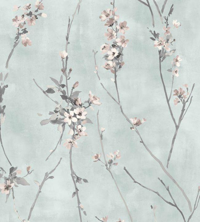 Blossom Wallpaper by Woodchip & Magnolia Duck Egg Blue