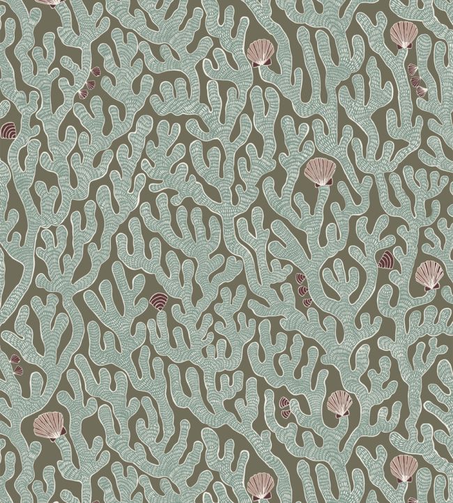 Coral Wallpaper by Josephine Munsey Osney Blue