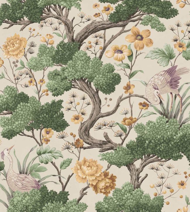 Crane Bird Wallpaper by Woodchip & Magnolia Buttercup Yellow/Cream