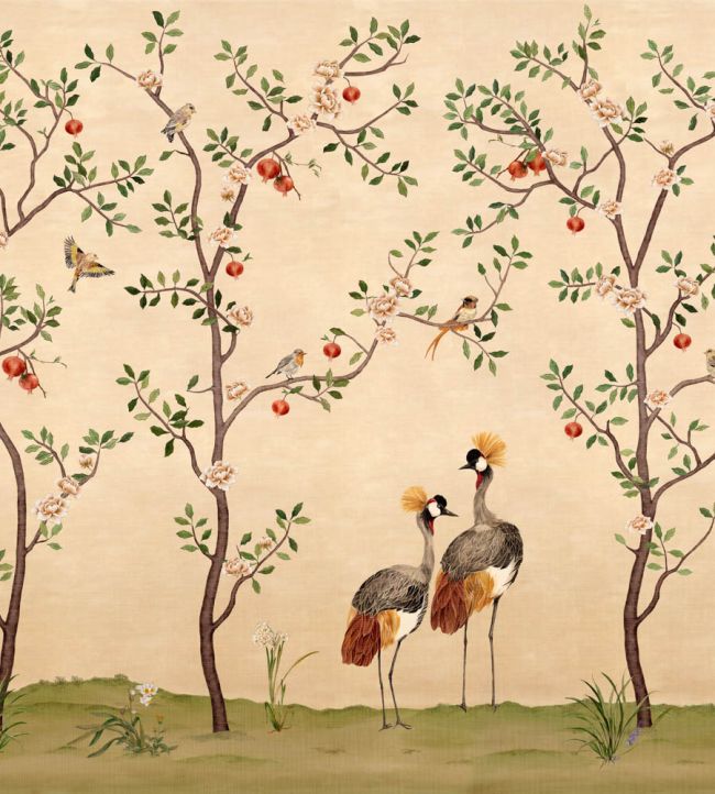 Crowned Crane Mural by Coordonne Nacre