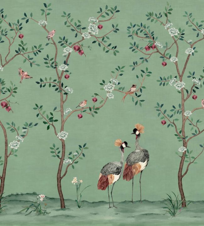Crowned Crane Mural by Coordonne Turquoise