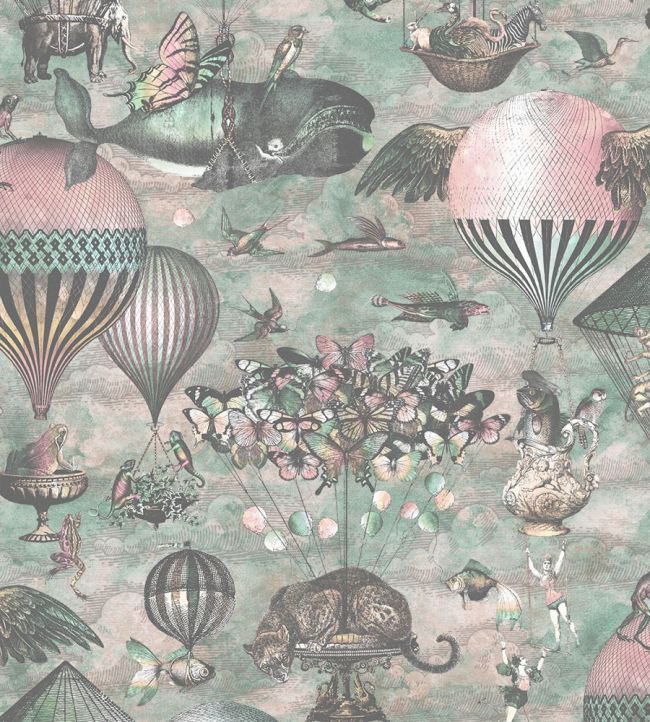 Curious Skies Wallpaper by Brand McKenzie Pink / Aqua