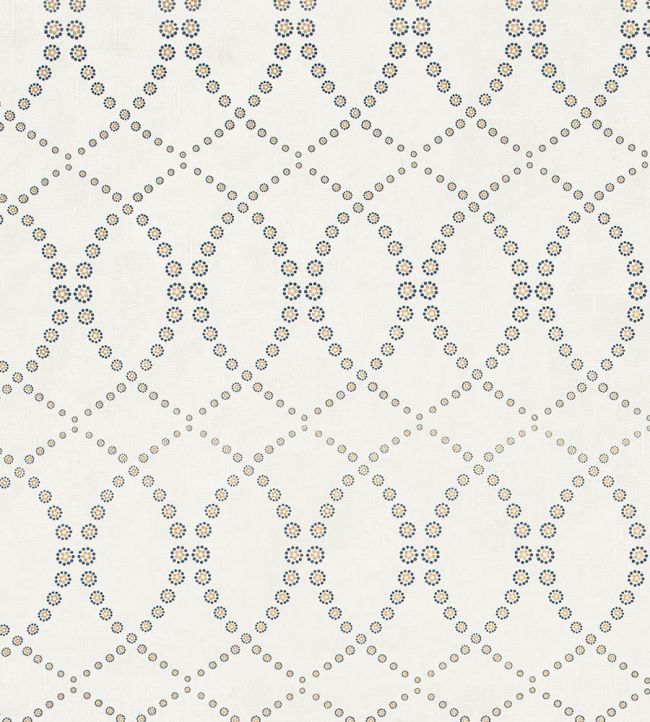 Daisy Chain Fabric by Vanderhurd Indigo/Moonstone