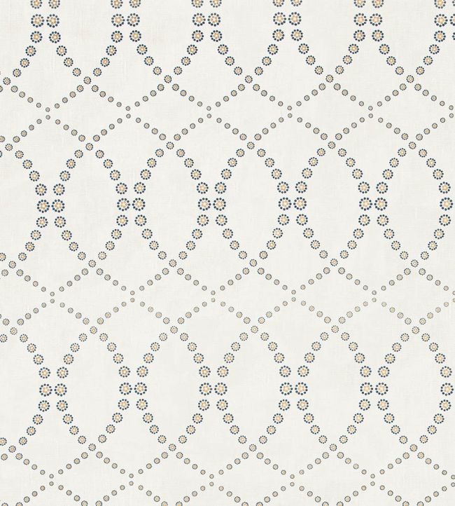 Daisy Chain Fabric by Vanderhurd Indigo/Moonstone