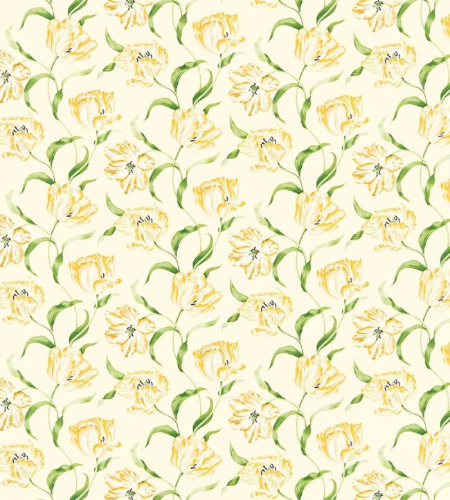 Dancing Tulips Fabric by Sanderson Primrose/Green