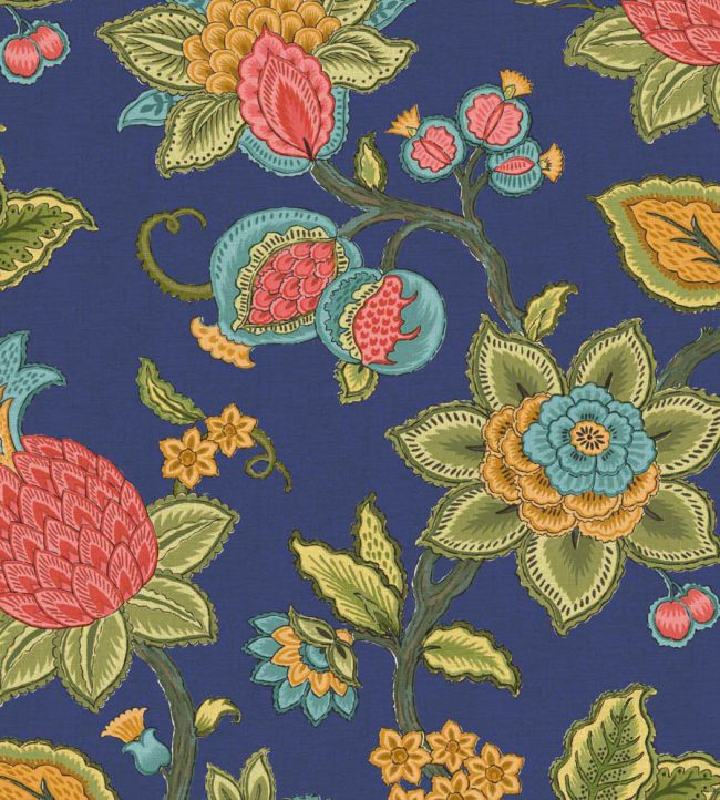 Doris Jacobean Wallpaper by Woodchip & Magnolia Ink Blue
