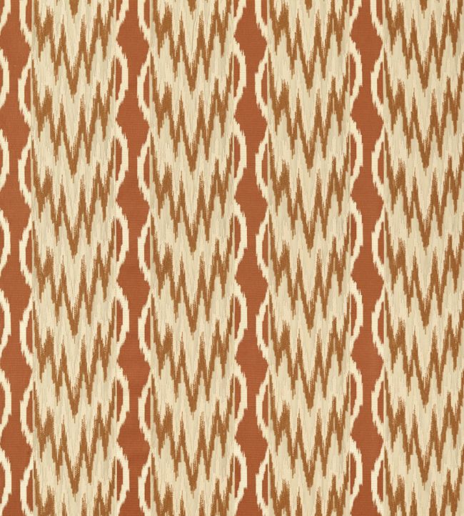 Embroidered Ikat Stripe Fabric by Zoffany Amber