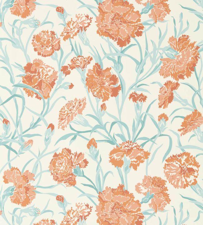 Fleur de Joie Wallpaper by Harlequin Paprika/Aqua/Soft Focus