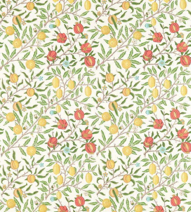 Fruit Fabric by Morris & Co Leaf Green / Madder