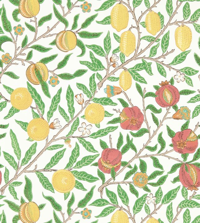 Fruit Wallpaper by Morris & Co Leaf Green / Madder
