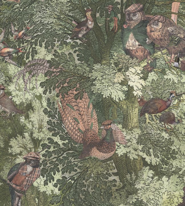 Gentlemen Birds Wallpaper by Brand McKenzie Woodland