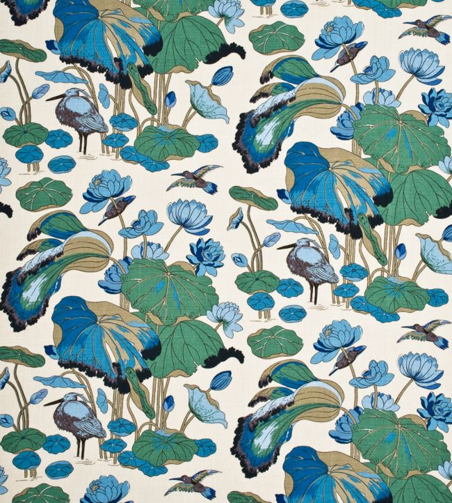 Nympheus Linen Fabric by GP & J Baker Aqua/Teal