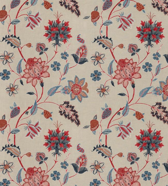 Bakers Indienne Embroidery Fabric by GP & J Baker Indigo / Red