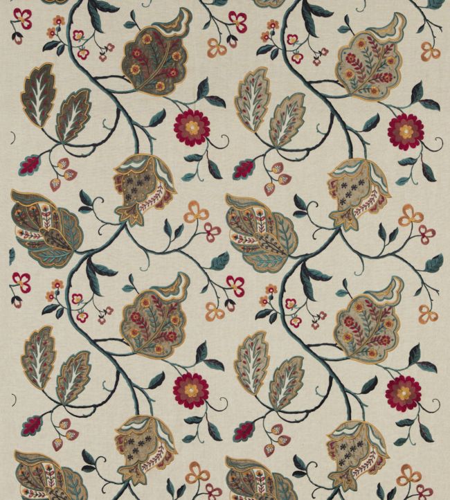 Calthorpe Fabric by GP & J Baker Red/Olive/Teal
