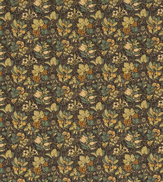 Meadow Fruit Fabric by GP & J Baker Charcoal/Green