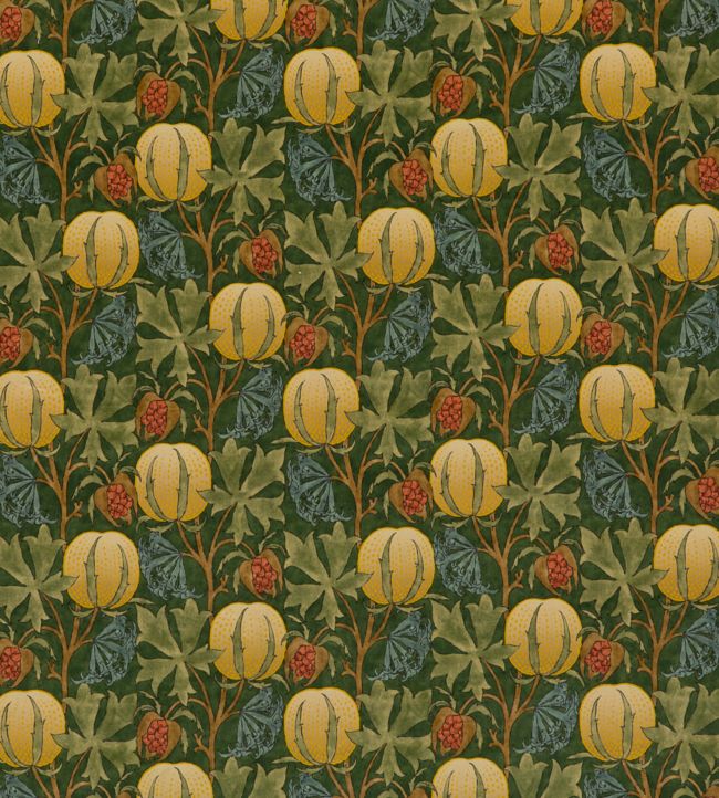 Pumpkins Velvet Fabric by GP & J Baker Green/Terracotta