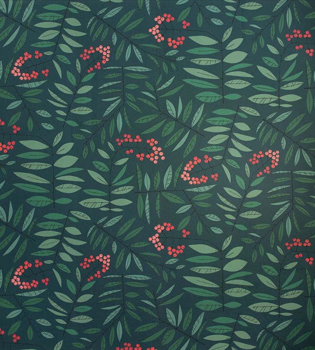 Grand Leaf Berry Mural by MissPrint Green