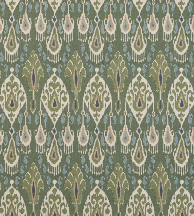 Ikat Bokhara Linen Fabric by GP & J Baker Emerald