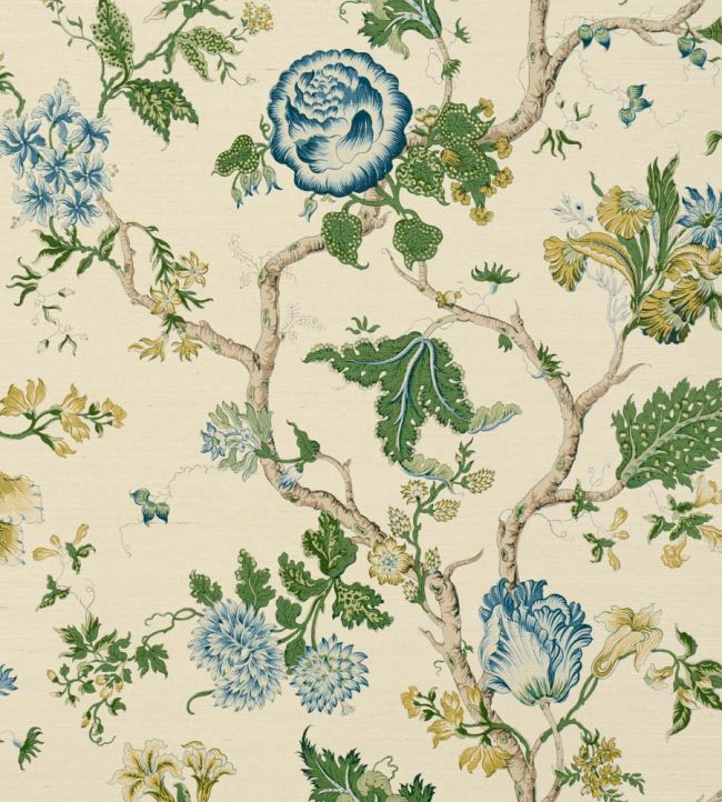 Josephine Sisal Wallpaper in Peacock by Schumacher | Jane Clayton