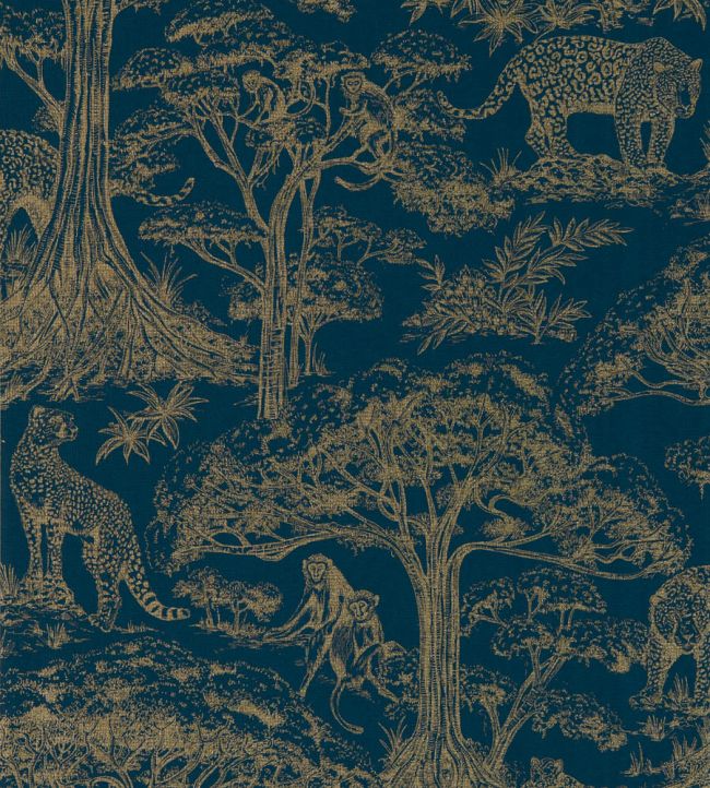 Kisumu Wallpaper by Clarke & Clarke Midnight/Luxe