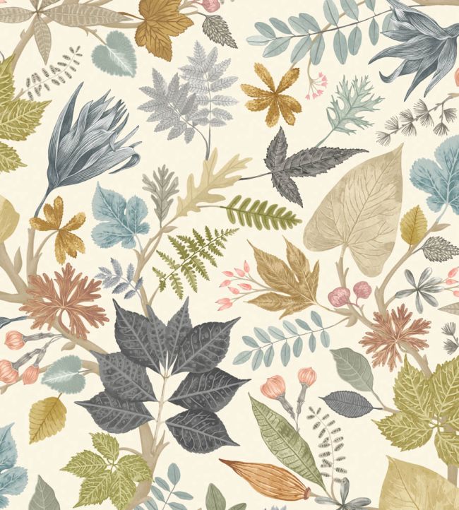 Lush Leaves Wallpaper by Ohpopsi Linen & Fossil