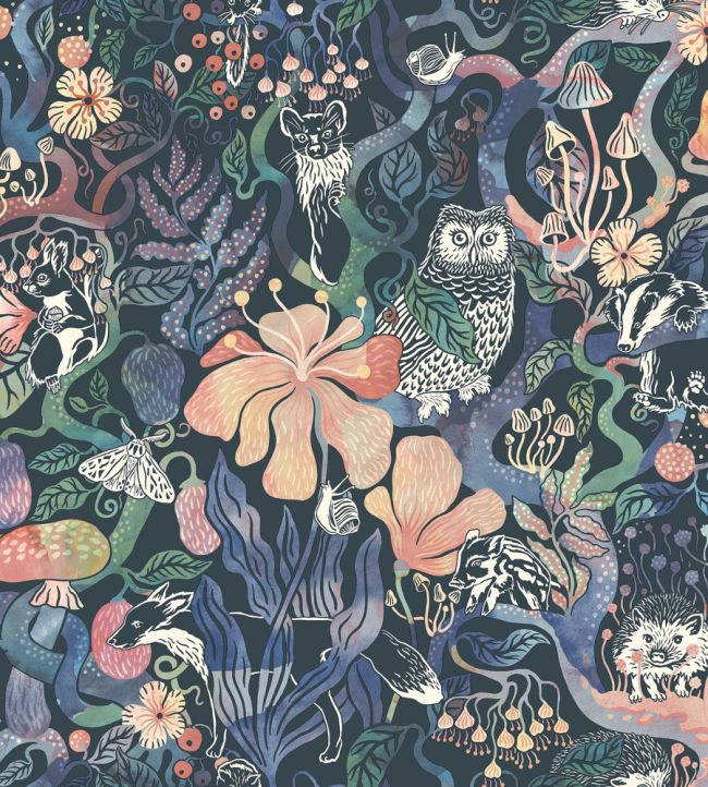 Magic Woods Wallpaper in Blue by Borastapeter | Jane Clayton