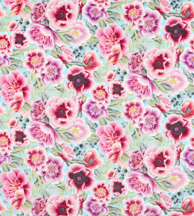 Marsha Velvet Fabric by Harlequin Aqua / Peony / Magenta