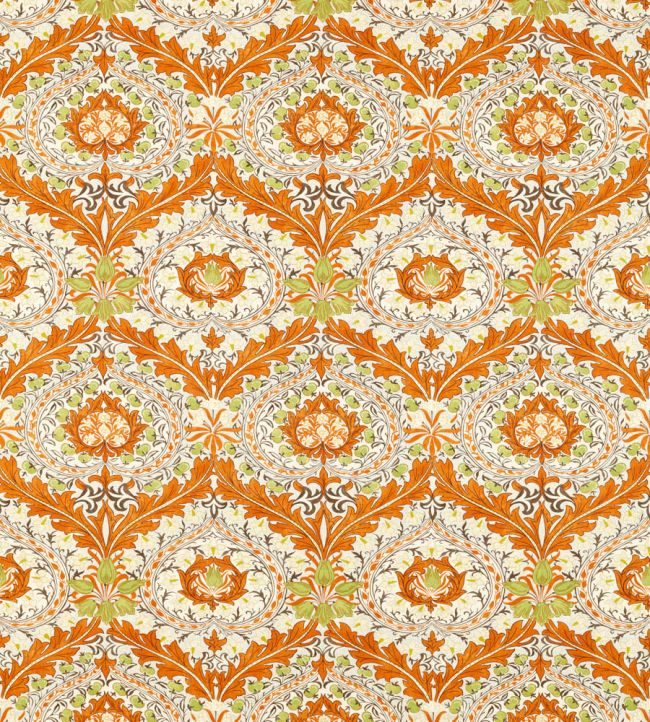 Merton Fabric by Morris & Co Burnt Orange/Chartreuse