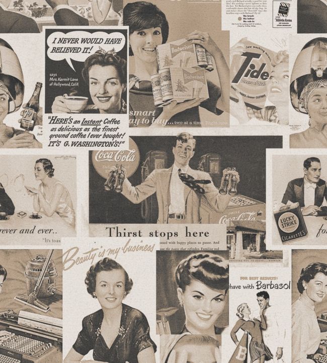 Retro Ads Wallpaper by MINDTHEGAP Sepia