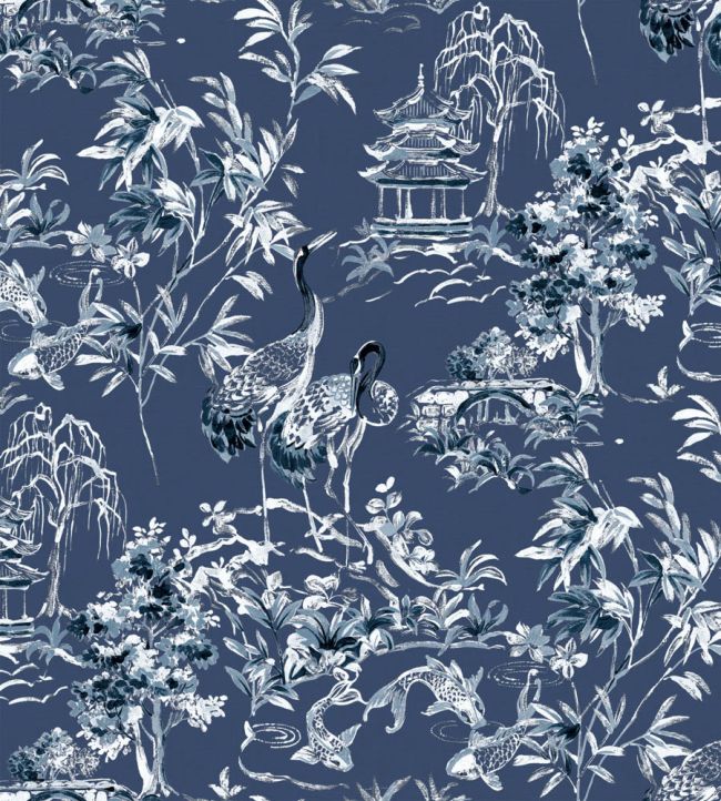 Ming Pagoda Wallpaper by Coordonne Navy